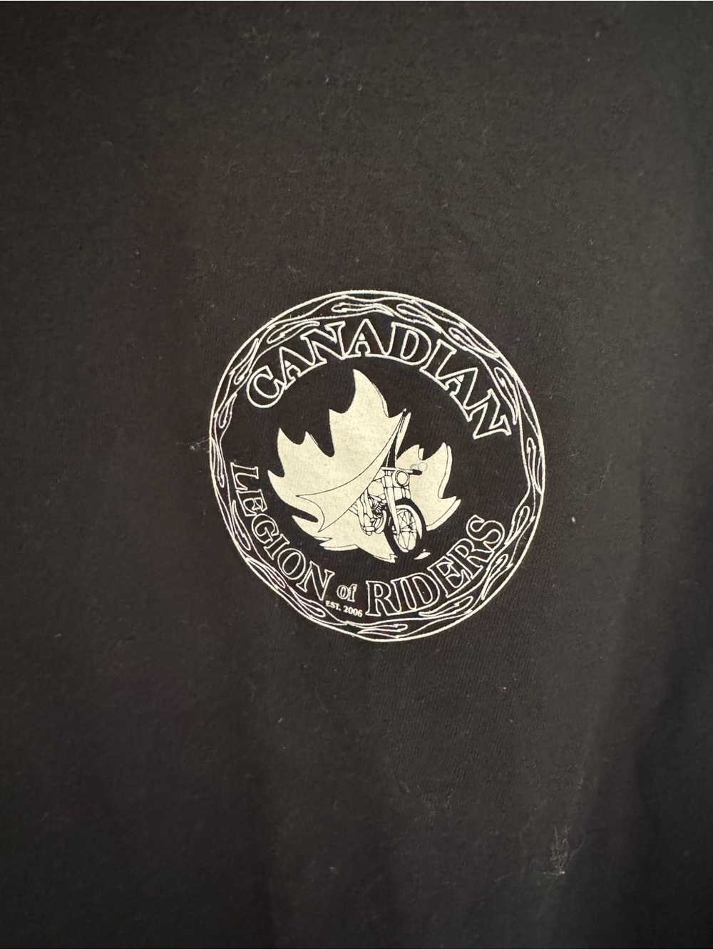 Gildan Black Tee with White Canadian Legion of Riders Logo